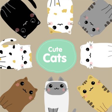 Şirin kedi vektör illüstrasyon arka planı 