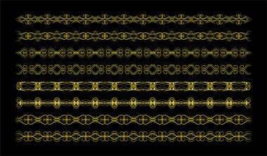 Altın Sınırlar Ögeleri Koleksiyon, süs, vektör illüstrasyonunu Ayarla
