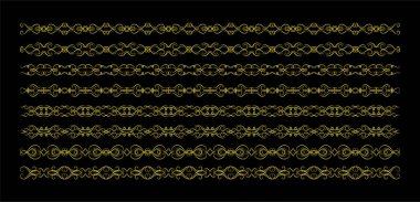 Altın Sınırlar Ögeleri Koleksiyon, süs, vektör illüstrasyonunu Ayarla