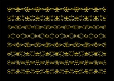 Altın Sınırlar Ögeleri Koleksiyon, süs, vektör illüstrasyonunu Ayarla