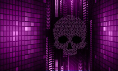 siber hacker saldırısı arka plan, kafatası vektörü