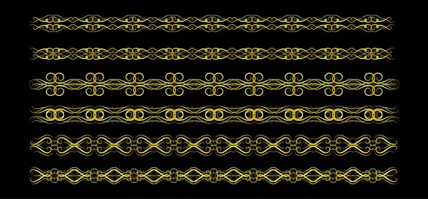 Altın Sınırlar Ögeleri Koleksiyon, süs, vektör illüstrasyonunu Ayarla