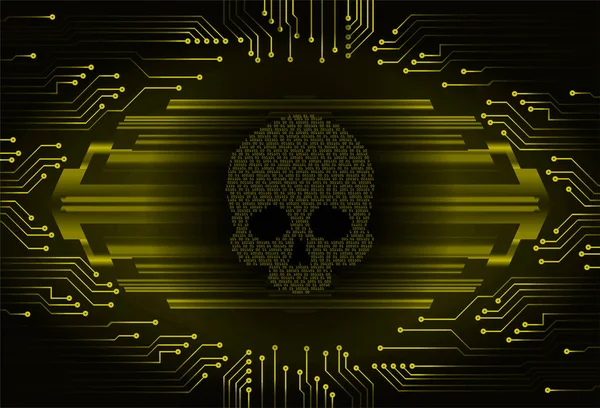 Fundo Ataque Cyber Hacker Vetor Crânio — Vetor de Stock