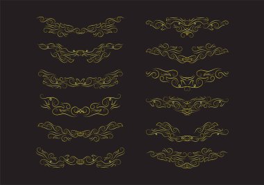 Altın Sınırlar Ögeleri Koleksiyon, süs, vektör illüstrasyonunu Ayarla