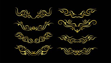 Altın Sınırlar Ögeleri Koleksiyon, süs, vektör illüstrasyonunu Ayarla