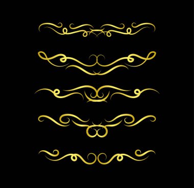 Altın Sınırlar Ögeleri Koleksiyon, süs, vektör illüstrasyonunu Ayarla