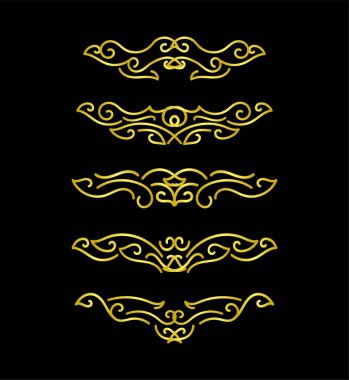 Altın Sınırlar Ögeleri Koleksiyon, süs, vektör illüstrasyonunu Ayarla