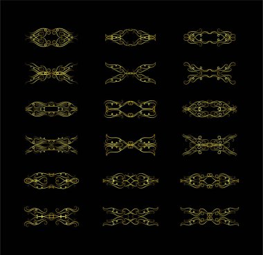 Altın Sınırlar Ögeleri Koleksiyon, süs, vektör illüstrasyonunu Ayarla