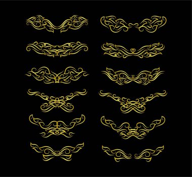 Altın Sınırlar Ögeleri Koleksiyon, süs, vektör illüstrasyonunu Ayarla