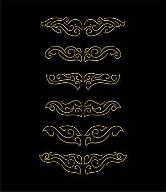 Altın Sınırlar Ögeleri Koleksiyon, süs, vektör illüstrasyonunu Ayarla