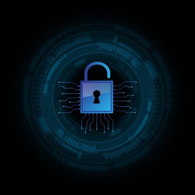 Sayısal arkaplan ve siber güvenlik konusunda kapatılmış asma kilit
