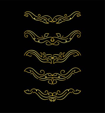 Altın Sınırlar Ögeleri Koleksiyon, süs, vektör illüstrasyonunu Ayarla