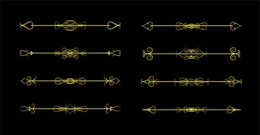 Altın Sınırlar Ögeleri Koleksiyon, süs, vektör illüstrasyonunu Ayarla