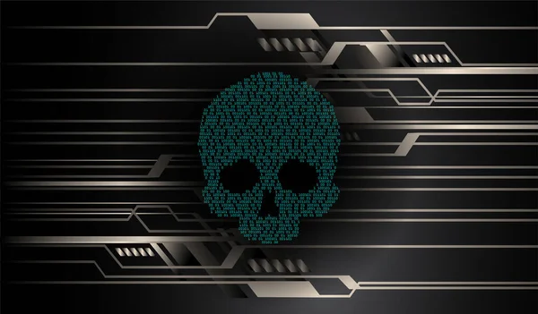 Fundo Ataque Cyber Hacker Vetor Crânio — Vetor de Stock
