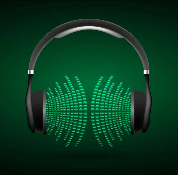 Auriculares Con Fondo Verde — Vector de stock