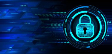 Dijital arkaplanda asma kilit, siber güvenlik kavramı