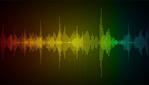 Sound waves oscillating dark light, abstract futuristic wallpaper, digital background 