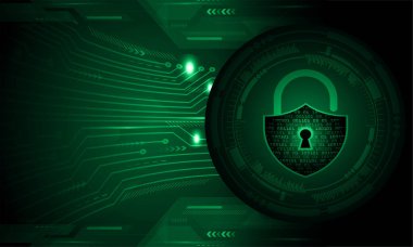 Sayısal arkaplan ve siber güvenlik konusunda kapatılmış asma kilit