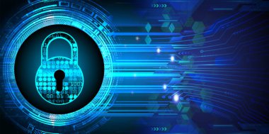 Sayısal arkaplan ve siber güvenlik konusunda kapatılmış asma kilit