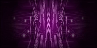 Neon ışıklı çizgiler ve noktalar ile soyut arkaplan, dijital teknoloji kavramı