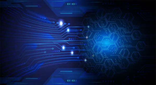 Mavi ve parlak noktalı soyut bir arkaplan. yüksek teknoloji devre kartı.