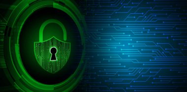 siber güvenlik kavramı, asma kilit işaretinin vektör çizimi