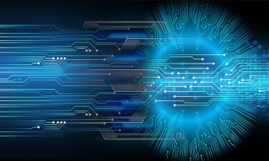 Dijital veri teknolojisi ve yenilik kavramı olan mavi arkaplan, vektör illüstrasyonu