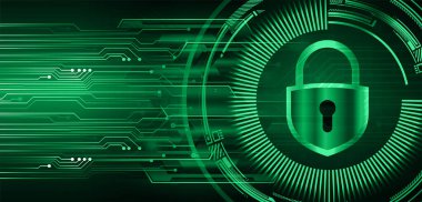 Dijital tablette asma kilitli siber güvenlik kavramı