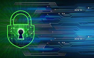 Dijital tablette asma kilitli siber güvenlik kavramı