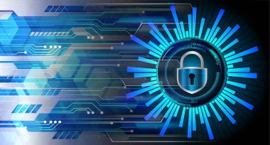 Soyut dijital arkaplanda dolabı olan siber güvenlik kavramı, vektör illüstrasyonu