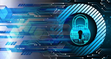 Soyut dijital arkaplanda dolabı olan siber güvenlik kavramı, vektör illüstrasyonu