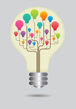 Vektör ampul kutsal kişilerin resmi ile fikir kavramı