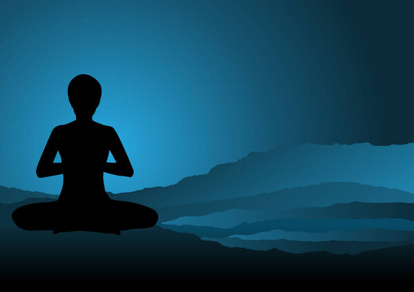 man meditates, yoga vector illustration