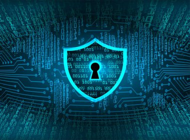 anahtar deliği ile arkaplan illüstrasyonu, dijital güvenlik kavramı