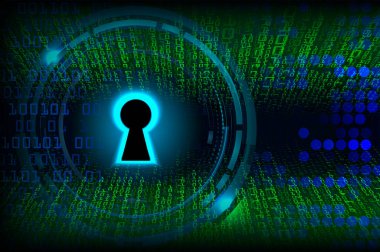 anahtar deliği ile arkaplan illüstrasyonu, dijital güvenlik kavramı