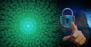 background illustration of lock with keyhole, digital security concept