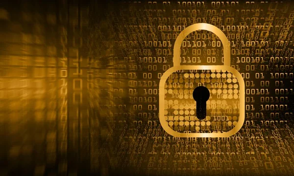 Closed padlock on digital background, cyber security