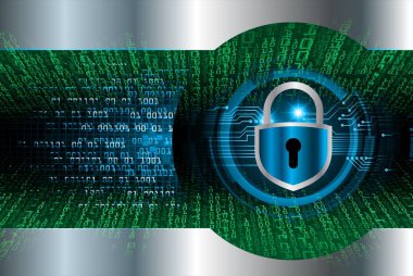 Sayısal arkaplan ve siber güvenlik konusunda kapatılmış asma kilit