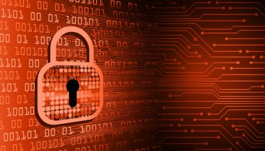 Sayısal arkaplan ve siber güvenlik konusunda kapatılmış asma kilit