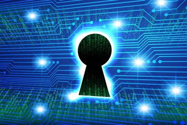 Sayısal arkaplan ve siber güvenlik konusunda kapatılmış asma kilit