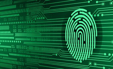 Parmak izi ağı siber güvenlik arka planı.
