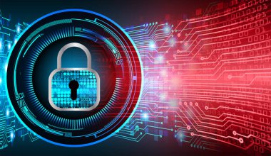 soyut teknoloji arka planı, vektör illüstrasyonu, siber güvenlik kavramı