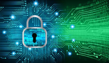 soyut teknoloji arka planı, vektör illüstrasyonu, siber güvenlik kavramı