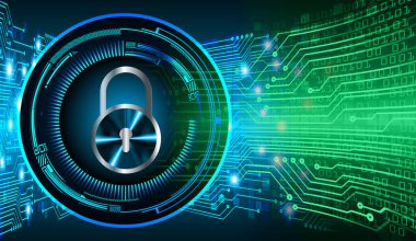 soyut teknoloji arka planı, vektör illüstrasyonu, siber güvenlik kavramı