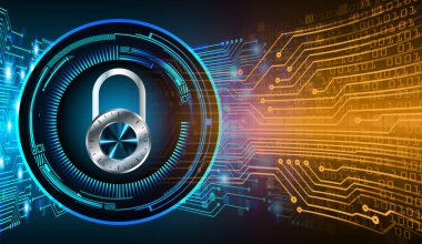 soyut teknoloji arka planı, vektör illüstrasyonu, siber güvenlik kavramı