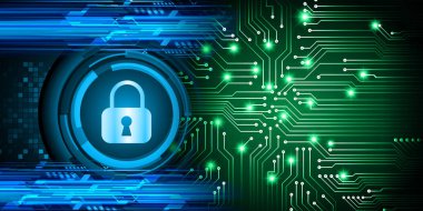 Sayısal arkaplan ve siber güvenlik konusunda kapatılmış asma kilit