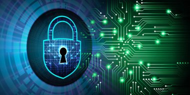 Sayısal arkaplan ve siber güvenlik konusunda kapatılmış asma kilit