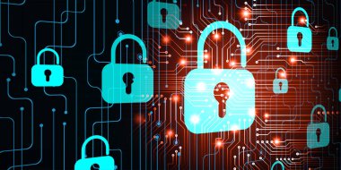 Sayısal arkaplanda kapatılmış asma kilitler, siber güvenlik