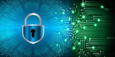 Sayısal arkaplan ve siber güvenlik konusunda kapatılmış asma kilit