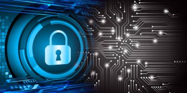 Sayısal arkaplan ve siber güvenlik konusunda kapatılmış asma kilit